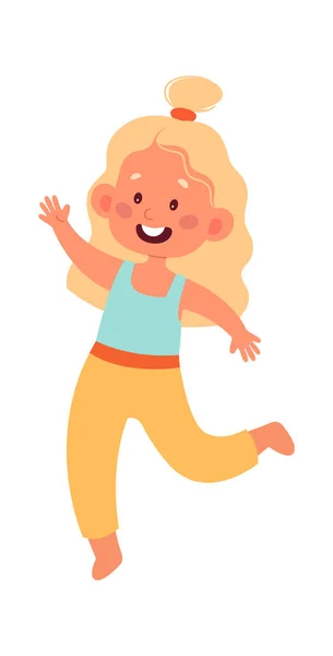 Running Smiling Girl Vector Illustration — Stockvektor