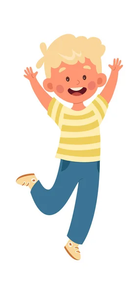 Jumping Child Boy Vector Ilustração —  Vetores de Stock
