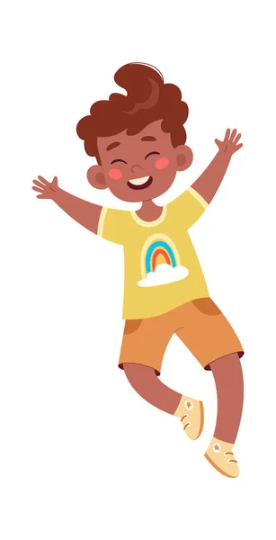 Jumping Child Boy Vector Ilustração —  Vetores de Stock