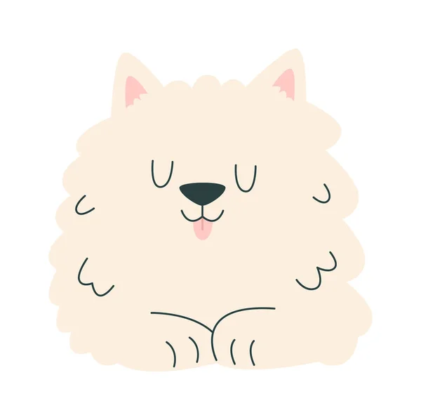 Fluffy Dog Lying Vector Ilustración — Vector de stock