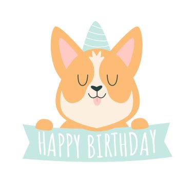 Doğum günün kutlu olsun Köpek Vektörü İllüstrasyonu