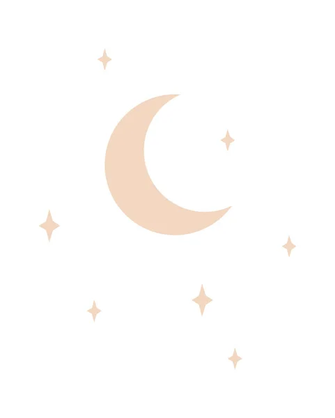 Moon Med Stjärnor Silhuett Vektor Illustration — Stock vektor