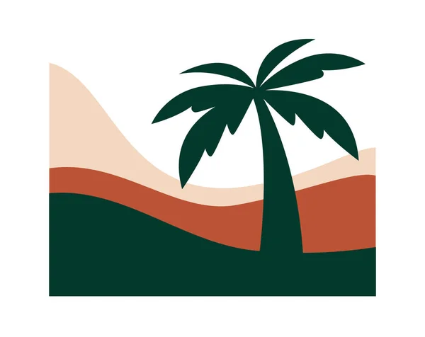 棕榈滩轮廓景观矢量图解 — 图库矢量图片