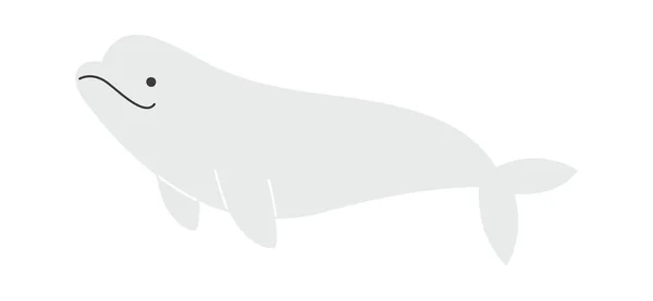 Plavání Beluga Velryba Vektorové Ilustrace — Stockový vektor