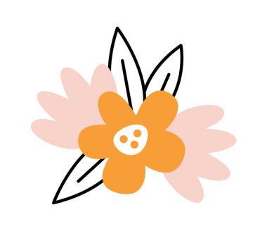 Yaprak Vektörü İllüstrasyonlu Çiçek Süslemesi