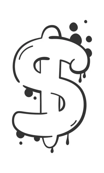 Ilustracja Symbolu Wektora Dolara Graffiti — Wektor stockowy