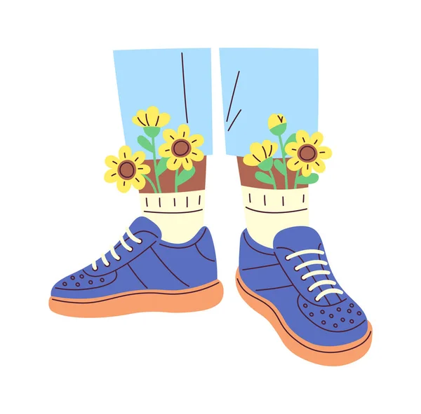 Fleurs Dans Les Chaussettes Illustration Vectorielle — Image vectorielle