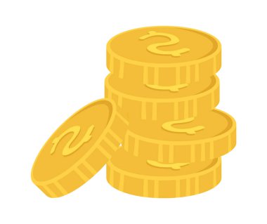 Altın Sikkeler Yığın Vektör İllüstrasyonu