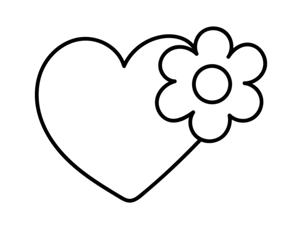 Coração Com Flor Forrada Ilustração Vetorial —  Vetores de Stock