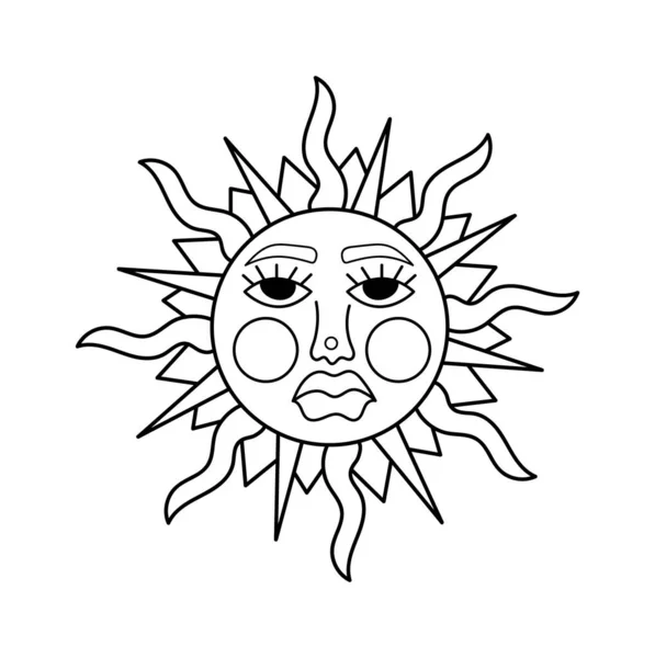 Retro Sun Face Vector Illustration — Stock Vector