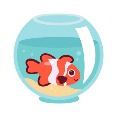 Fish In Round Aquarium Vector Illustration clipart