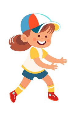 Çocuk Kız Yakalayıcı Vektör İllüstrasyonu