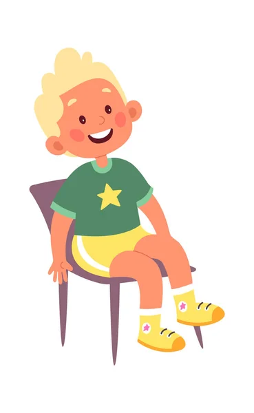 Child Boy Sitting Chair Vector Illustration — Stock Vector