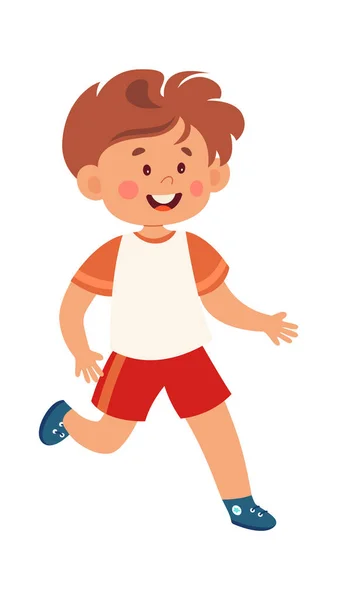 Running Kid Boy Sportbekleidung Vector Illustration — Stockvektor