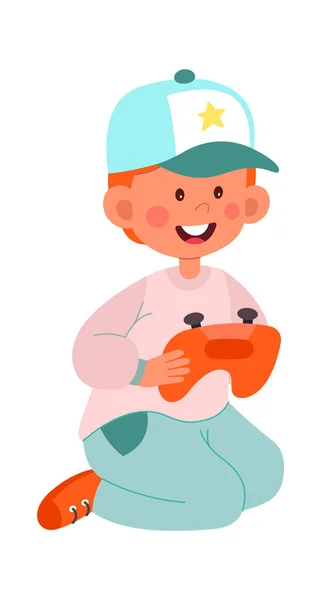 玩Gamepad矢量图解的小男孩 — 图库矢量图片