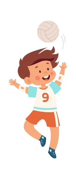 Niño Jugando Voleibol Vector Ilustración — Vector de stock