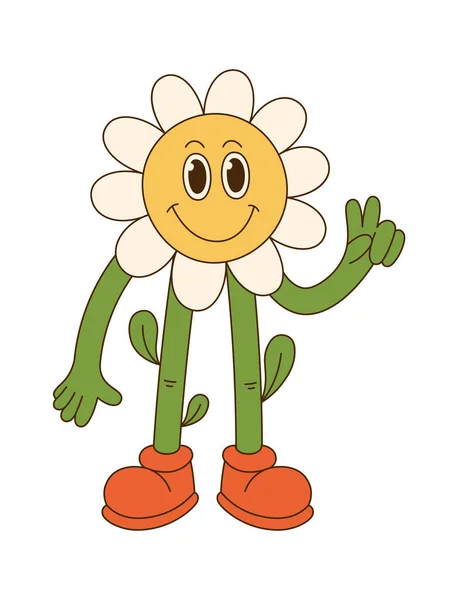 Happy Flower Character Vector Illustration — Stockový vektor