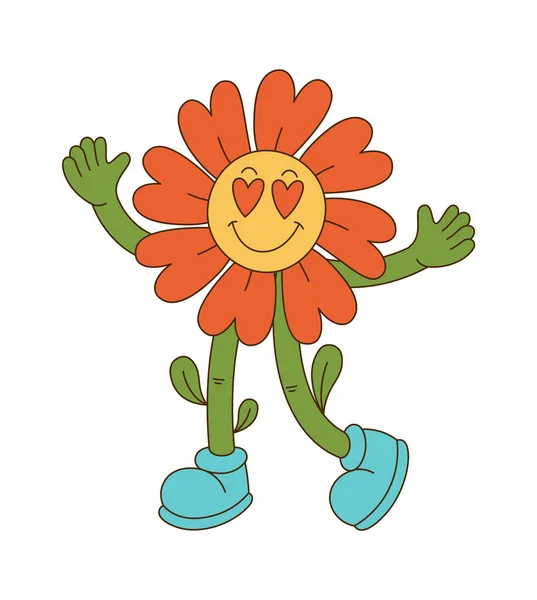 素敵な花のキャラクターベクトルイラスト — ストックベクタ