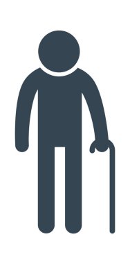 Çubuk Simgesi Vektör İllüstrasyonlu Yaşlı Adam