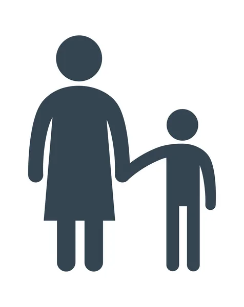 Mother Holding Son Hand Icon Vector Illustration — Stock Vector