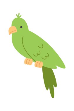 Papağan Kuşu Oturan Vektör İllüstrasyonu