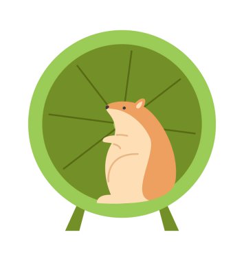 Koşan Tekerlek Vektör Çiziminde Hamster