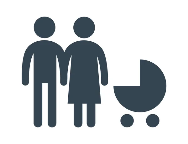 Casal Com Ilustração Vetor Ícone Transporte Bebê — Vetor de Stock