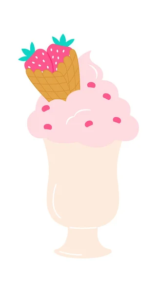 Milkshake Cocktail Strawberry Vector Illustration — Stock Vector