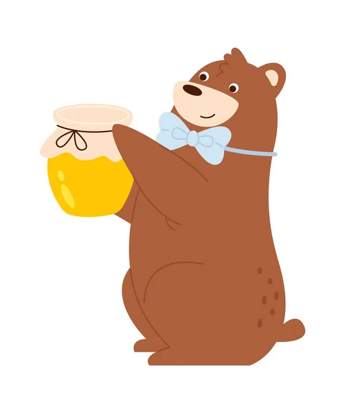 Αρσενική Αρκούδα Μέλι Jar Εικονογράφηση Διάνυσμα — Διανυσματικό Αρχείο