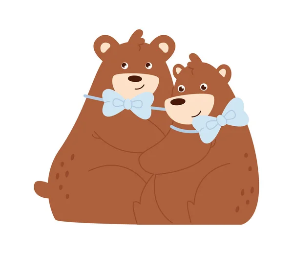 Niedźwiedź Para Zwierząt Wektor Ilustracji — Wektor stockowy