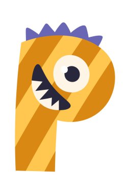 Canavar Alfabesi P Harf Vektörü İllüstrasyonu