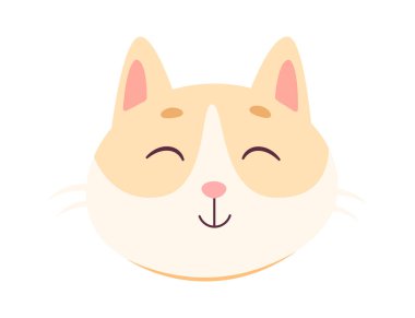 Tatmin olmuş Kedi Yüzlü Vektör İllüstrasyonu