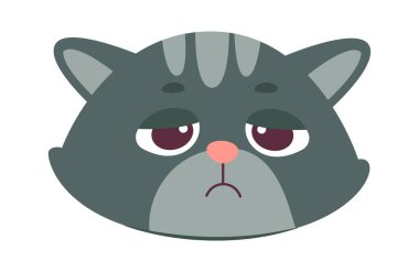 Üzgün Kedi Yüzlü Vektör İllüstrasyonu