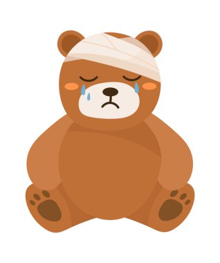 Ağlayan Hasta Ayı Vektör İllüstrasyonu