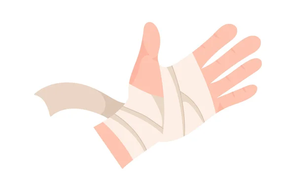 Tratamento Lesões Mão Com Bandagem Até Ilustração Vetorial — Vetor de Stock