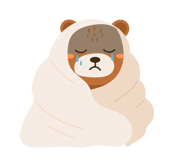 Плаче Ведмідь Ковдрою Векторні Ілюстрації — стоковий вектор
