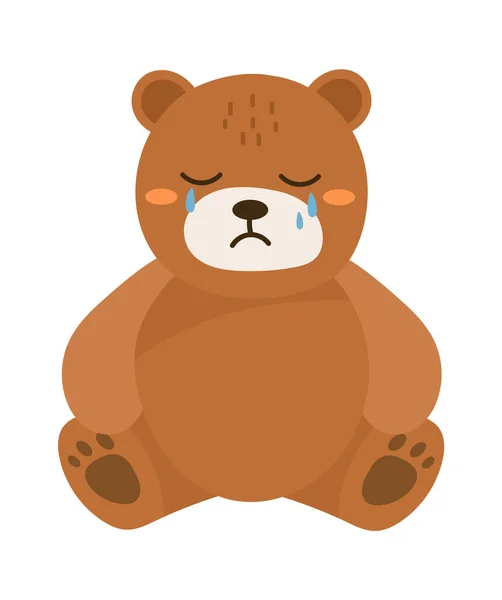 哭泣的卡通熊病媒图解 — 图库矢量图片