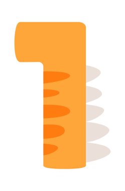 Dinozor Alfabesi 1 Rakamlı Vektör İllüstrasyonu