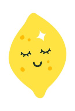 Limon Meyvesi Karakteri Vektör İllüstrasyonu