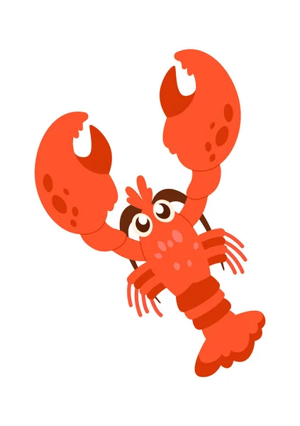 Lobster Mollusk Character Vector Illustration — Stock Vector