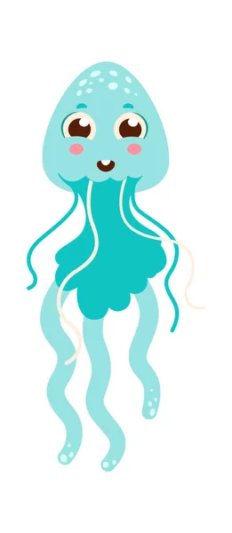Jellyfish Sea Character Vector Illustration — Stock Vector