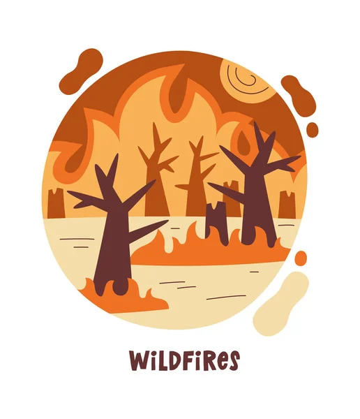 stock vector Wildfires Climate Problem Vector Illustration