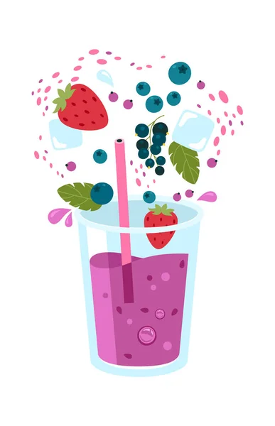 Berry Cocktail Glass Vector Illustration — Stockový vektor