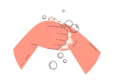 Sabun vektörü illüstrasyonuyla el yıkama