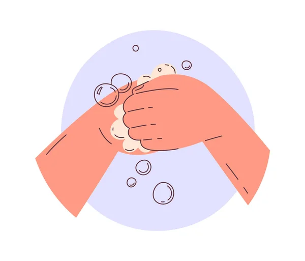 Lávese Las Uñas Insignia Higiene Vector Ilustración — Vector de stock