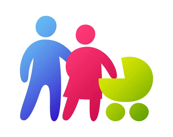 Familie Mit Neugeborenem Baby Icon Vector Illustration — Stockvektor
