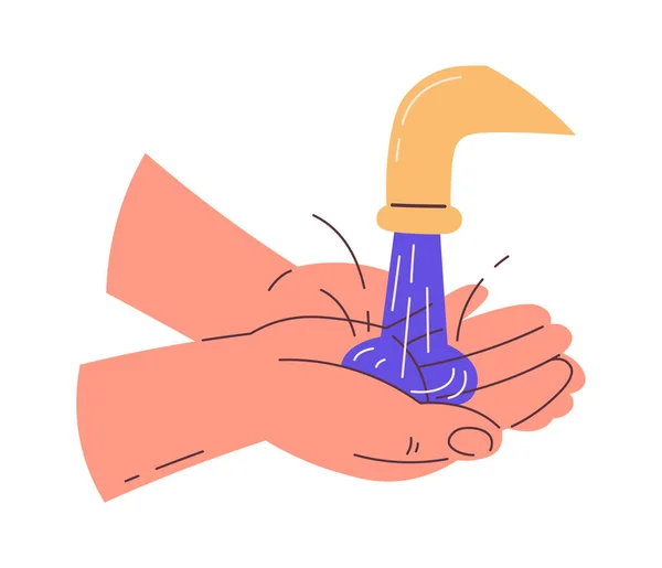 Handen Wassen Met Watervector Illustratie — Stockvector