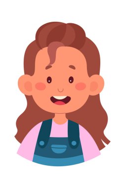 Mutlu Çocuk Kız Vektör İllüstrasyonu