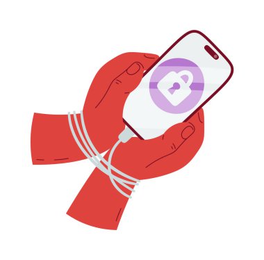 Akıllı Telefon Bağımlılığı İllüstrasyon Vektörü İllüstrasyonu