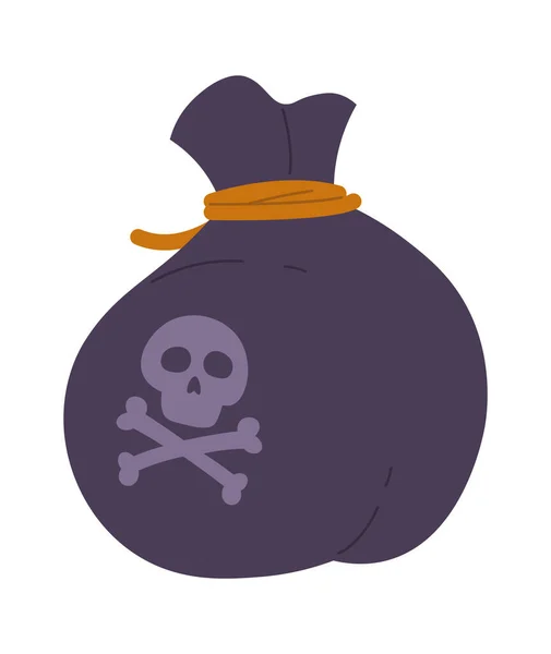 Bolsa Saco Con Símbolo Pirata Vector Ilustración — Vector de stock